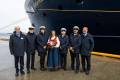 HAVILA POLARIS, Schiffstaufe am 15. Oktober 2024 in Hammerfest, (von links) Per Sævik (Vorstandsvorsitzender, Havila Kystruten AS), Johnny Jensen (1. Steuermann), Judith Hydle (Hotelmanagerin), Patin Marianne Sivertsen Næss, Joakim Albrigtsen (Kapitän), Torleif Bjørknes (Chefingenieur), Bent Martini (CEO).
- ©Havila, Fotograf: Havila Kystruten